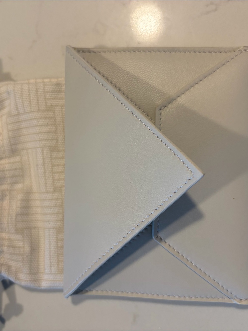 Bottega Veneta White Leather Envelope Card Holder